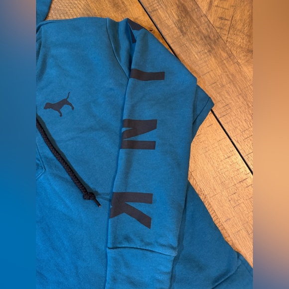 PINK VS Teal Lace Up Hooded Sweatshirt - Picture 12 of 13